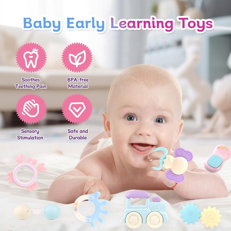 Beauenty 14 Pcs Baby Teether Toy Rattle Set with Storage Box - BPA Free Soft Silicone Teething Toys for 10+ Months - Image 2